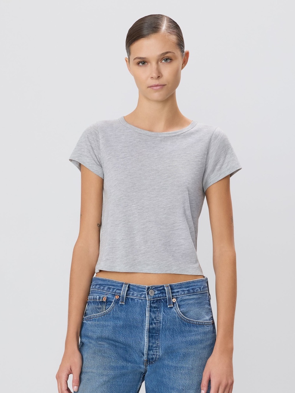 Eterne Heather Gray Short Sleeve Crop Tee